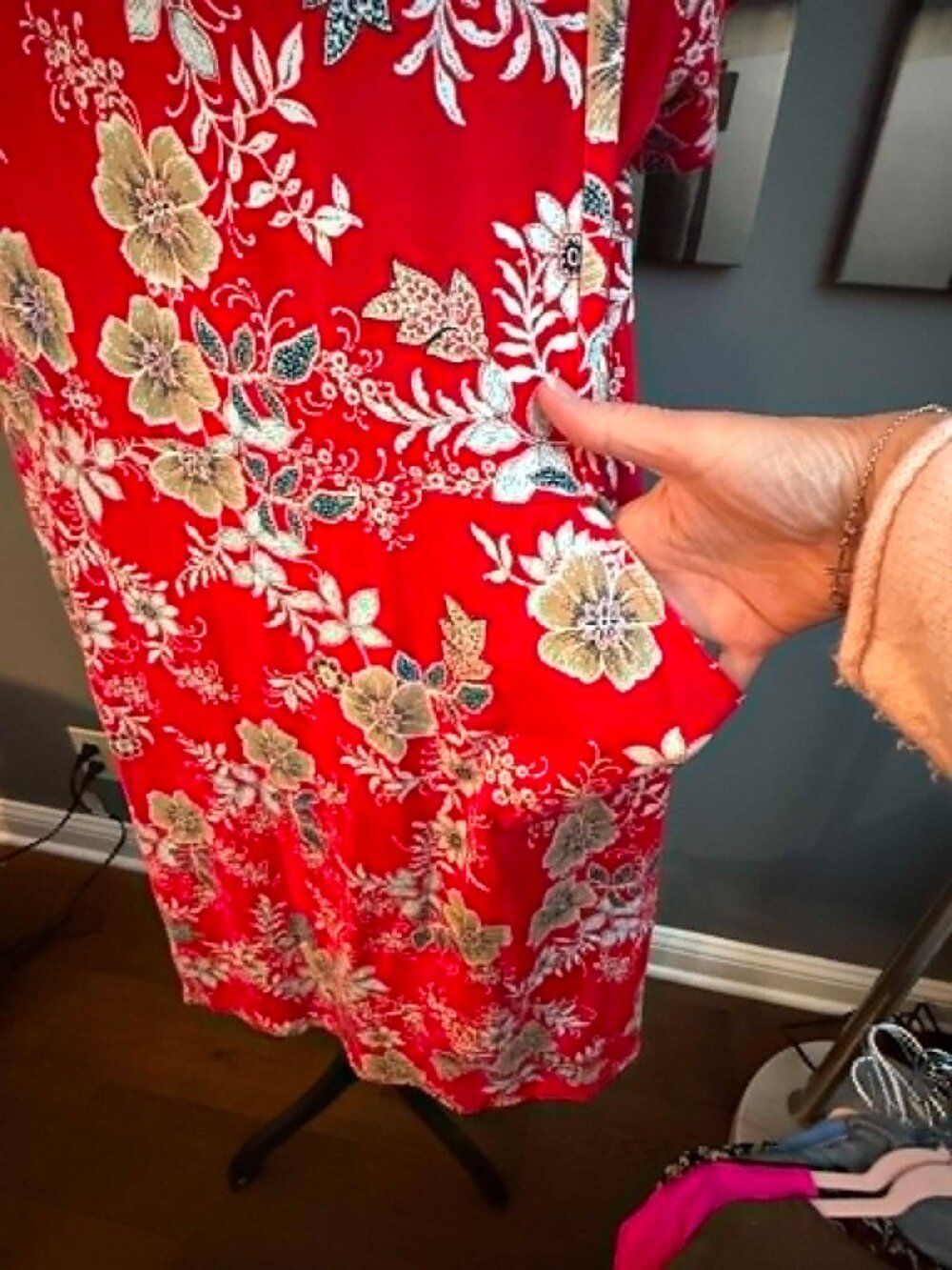 Adorable JJill red print short sleeved Petite XL dress - Picture 3 of 4